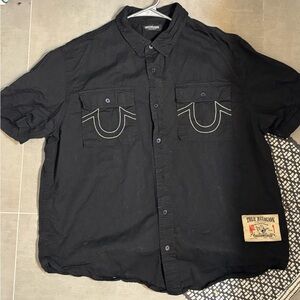True Religion Black Casual Button Down Shirt
